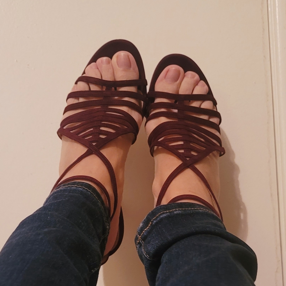 GIANVITO ROSSI Burgundy Strappy Stiletto  Euro 39 - Picture 8 of 11